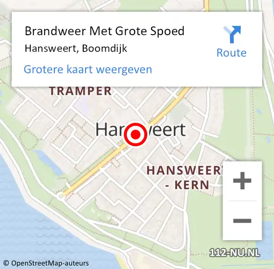 Locatie op kaart van de 112 melding: Brandweer Met Grote Spoed Naar Hansweert, Boomdijk op 6 december 2018 12:50