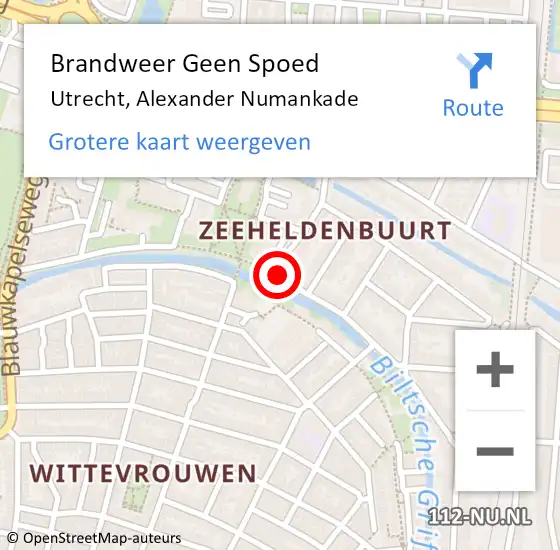 Locatie op kaart van de 112 melding: Brandweer Geen Spoed Naar Utrecht, Alexander Numankade op 6 december 2018 13:18
