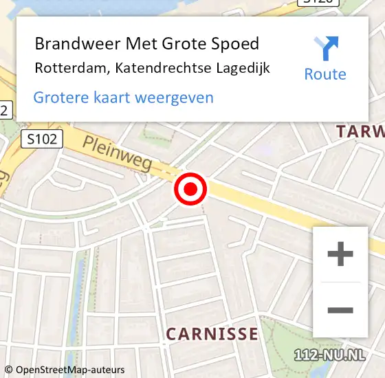 Locatie op kaart van de 112 melding: Brandweer Met Grote Spoed Naar Rotterdam, Katendrechtse Lagedijk op 6 december 2018 13:20