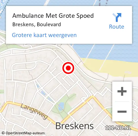 Locatie op kaart van de 112 melding: Ambulance Met Grote Spoed Naar Breskens, Boulevard op 6 december 2018 13:40