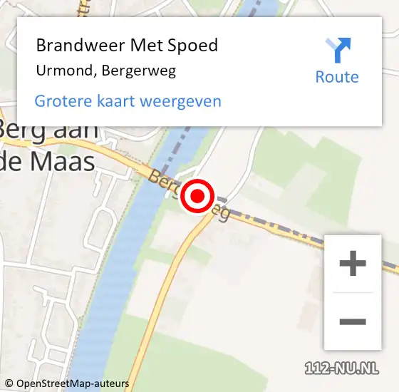 Locatie op kaart van de 112 melding: Brandweer Met Spoed Naar Urmond, Bergerweg op 6 december 2018 14:05