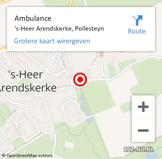 Locatie op kaart van de 112 melding: Ambulance 's-Heer Arendskerke, Pollesteyn op 6 december 2018 14:27