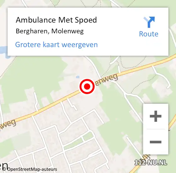 Locatie op kaart van de 112 melding: Ambulance Met Spoed Naar Bergharen, Molenweg op 6 december 2018 14:42