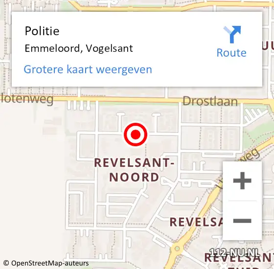 Locatie op kaart van de 112 melding: Politie Emmeloord, Vogelsant op 6 december 2018 15:19