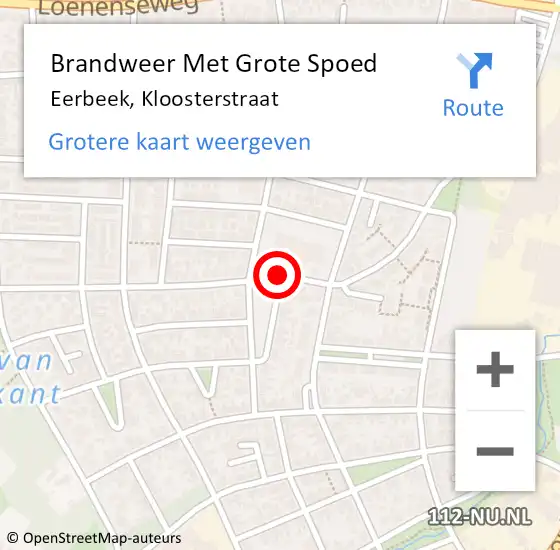 Locatie op kaart van de 112 melding: Brandweer Met Grote Spoed Naar Eerbeek, Kloosterstraat op 6 december 2018 15:32