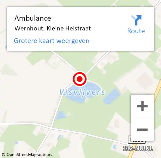Locatie op kaart van de 112 melding: Ambulance Wernhout, Kleine Heistraat op 6 december 2018 15:50