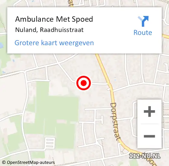 Locatie op kaart van de 112 melding: Ambulance Met Spoed Naar Nuland, Raadhuisstraat op 6 december 2018 16:32