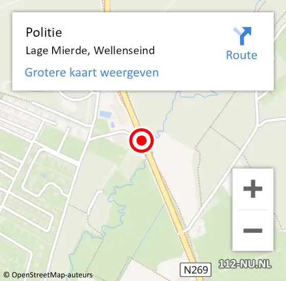 Locatie op kaart van de 112 melding: Politie Lage Mierde, Wellenseind op 6 december 2018 17:15