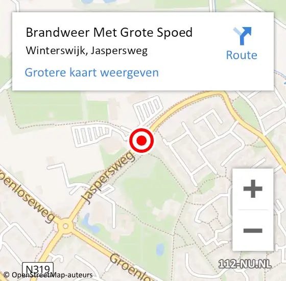 Locatie op kaart van de 112 melding: Brandweer Met Grote Spoed Naar Winterswijk, Jaspersweg op 6 december 2018 17:51