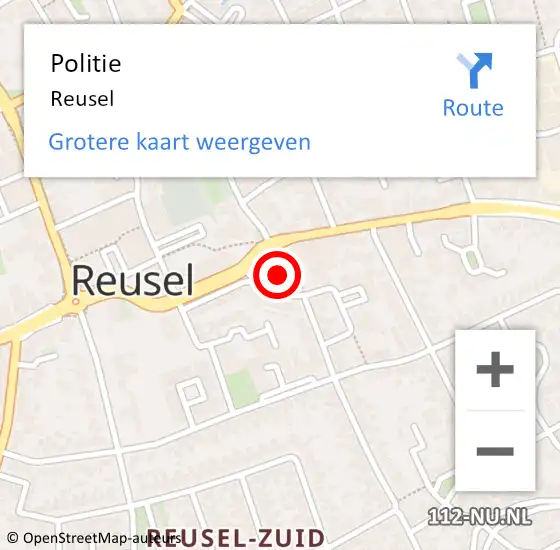 Locatie op kaart van de 112 melding: Politie Reusel op 6 december 2018 17:56