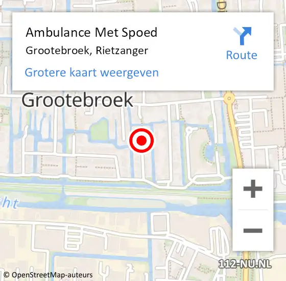 Locatie op kaart van de 112 melding: Ambulance Met Spoed Naar Grootebroek, Rietzanger op 6 december 2018 23:06