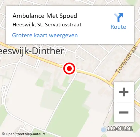 Locatie op kaart van de 112 melding: Ambulance Met Spoed Naar Heeswijk, St. Servatiusstraat op 6 december 2018 23:18