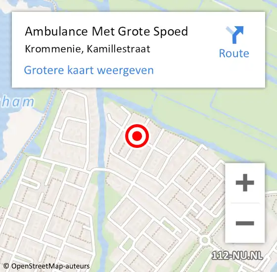 Locatie op kaart van de 112 melding: Ambulance Met Grote Spoed Naar Krommenie, Kamillestraat op 7 december 2018 00:19