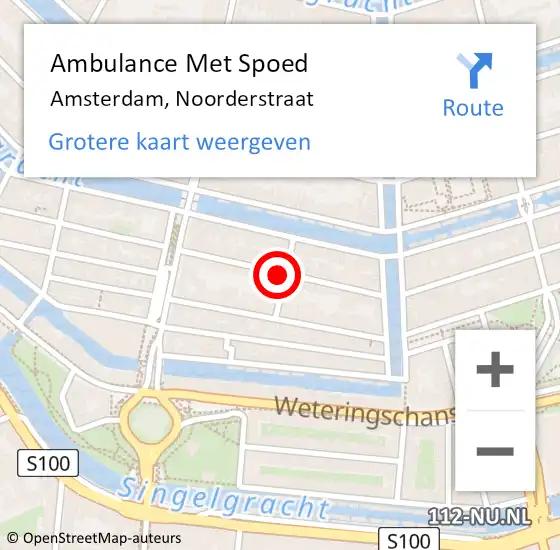 Locatie op kaart van de 112 melding: Ambulance Met Spoed Naar Amsterdam, Noorderstraat op 7 december 2018 00:39