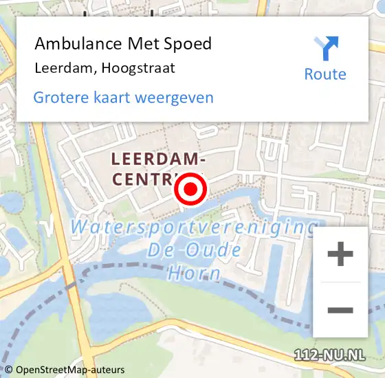 Locatie op kaart van de 112 melding: Ambulance Met Spoed Naar Leerdam, Hoogstraat op 7 december 2018 00:59