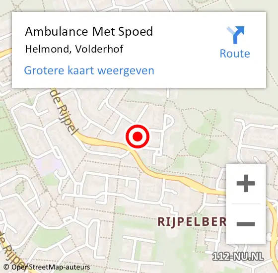 Locatie op kaart van de 112 melding: Ambulance Met Spoed Naar Helmond, Volderhof op 7 december 2018 01:47