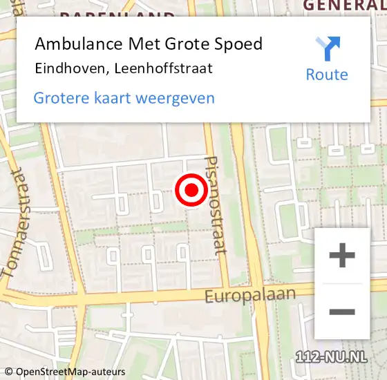 Locatie op kaart van de 112 melding: Ambulance Met Grote Spoed Naar Eindhoven, Leenhoffstraat op 7 december 2018 02:28