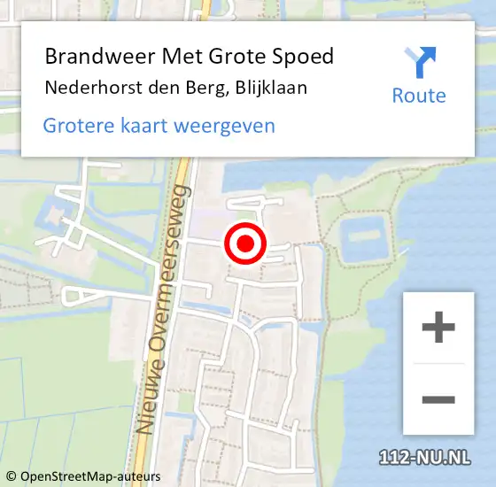 Locatie op kaart van de 112 melding: Brandweer Met Grote Spoed Naar Nederhorst den Berg, Blijklaan op 7 december 2018 02:35