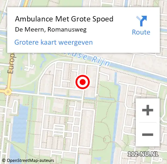 Locatie op kaart van de 112 melding: Ambulance Met Grote Spoed Naar De Meern, Romanusweg op 16 maart 2014 23:57