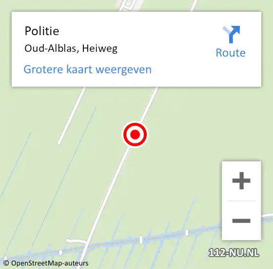 Locatie op kaart van de 112 melding: Politie Oud-Alblas, Heiweg op 7 december 2018 07:15