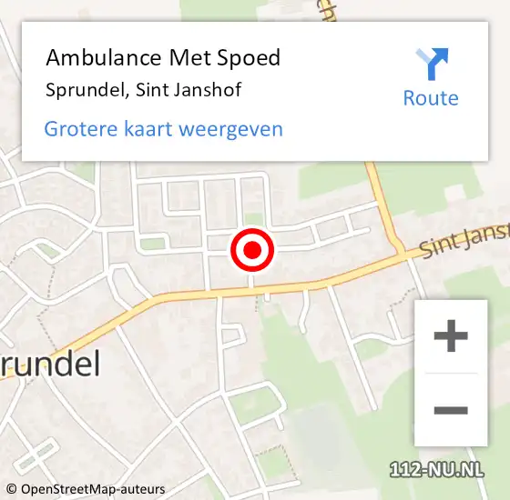 Locatie op kaart van de 112 melding: Ambulance Met Spoed Naar Sprundel, Sint Janshof op 7 december 2018 09:11