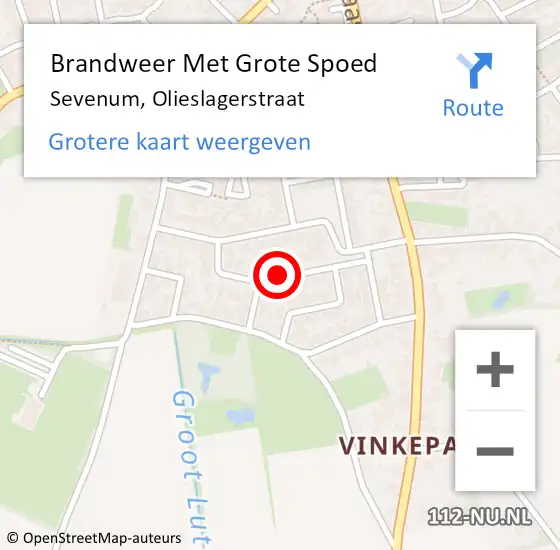 Locatie op kaart van de 112 melding: Brandweer Met Grote Spoed Naar Sevenum, Olieslagerstraat op 7 december 2018 09:15