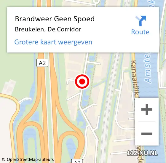 Locatie op kaart van de 112 melding: Brandweer Geen Spoed Naar Breukelen, De Corridor op 7 december 2018 09:33