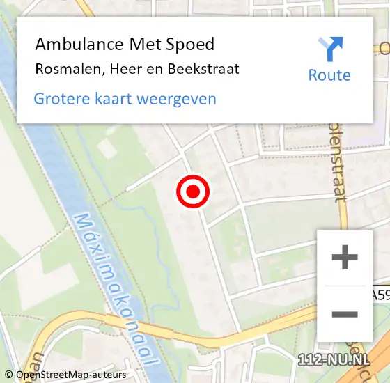 Locatie op kaart van de 112 melding: Ambulance Met Spoed Naar Rosmalen, Heer en Beekstraat op 7 december 2018 09:49