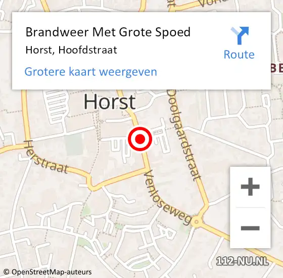 Locatie op kaart van de 112 melding: Brandweer Met Grote Spoed Naar Horst, Hoofdstraat op 7 december 2018 11:15