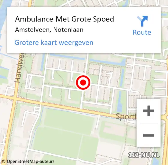 Locatie op kaart van de 112 melding: Ambulance Met Grote Spoed Naar Amstelveen, Notenlaan op 7 december 2018 12:20