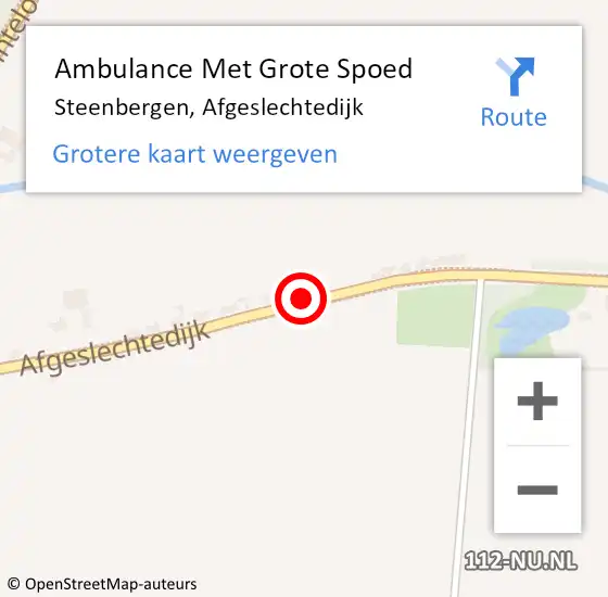 Locatie op kaart van de 112 melding: Ambulance Met Grote Spoed Naar Steenbergen, Afgeslechtedijk op 7 december 2018 12:40