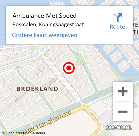 Locatie op kaart van de 112 melding: Ambulance Met Spoed Naar Rosmalen, Koningspagestraat op 7 december 2018 13:49