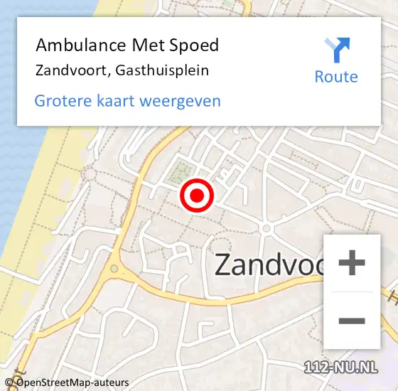 Locatie op kaart van de 112 melding: Ambulance Met Spoed Naar Zandvoort, Gasthuisplein op 7 december 2018 13:49