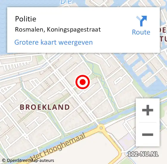 Locatie op kaart van de 112 melding: Politie Rosmalen, Koningspagestraat op 7 december 2018 13:49