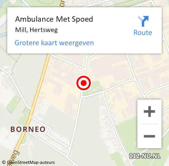 Locatie op kaart van de 112 melding: Ambulance Met Spoed Naar Mill, Hertsweg op 7 december 2018 14:17