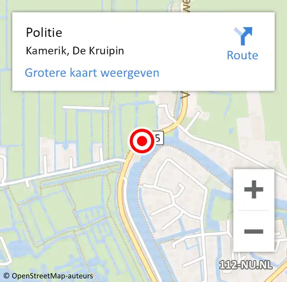 Locatie op kaart van de 112 melding: Politie Kamerik, De Kruipin op 7 december 2018 14:24