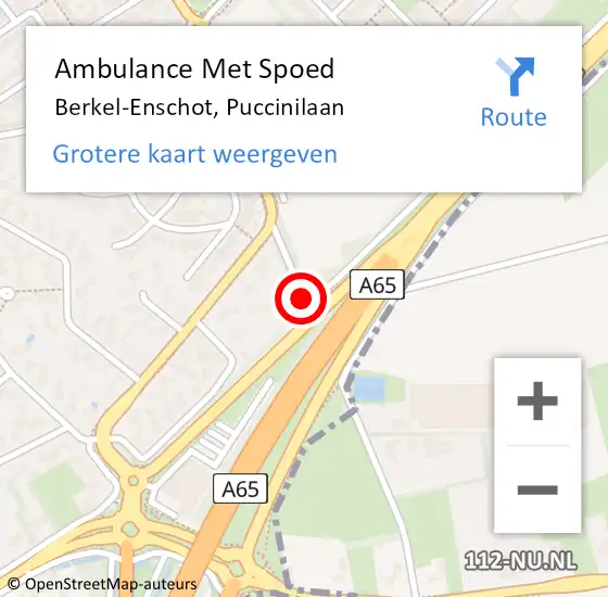 Locatie op kaart van de 112 melding: Ambulance Met Spoed Naar Berkel-Enschot, Puccinilaan op 7 december 2018 14:29