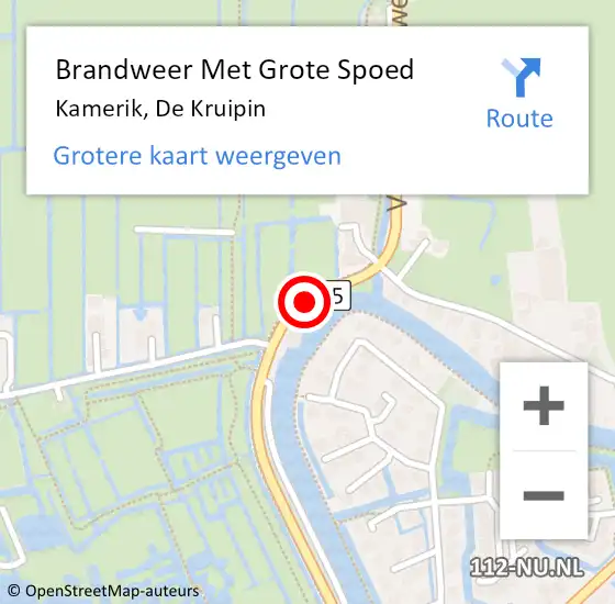 Locatie op kaart van de 112 melding: Brandweer Met Grote Spoed Naar Kamerik, De Kruipin op 7 december 2018 14:35