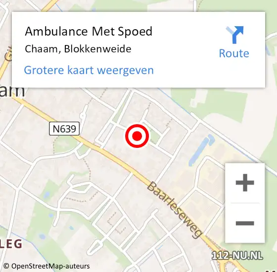 Locatie op kaart van de 112 melding: Ambulance Met Spoed Naar Chaam, Blokkenweide op 7 december 2018 14:41