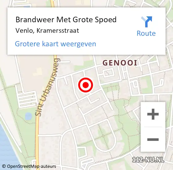 Locatie op kaart van de 112 melding: Brandweer Met Grote Spoed Naar Venlo, Kramersstraat op 7 december 2018 15:58