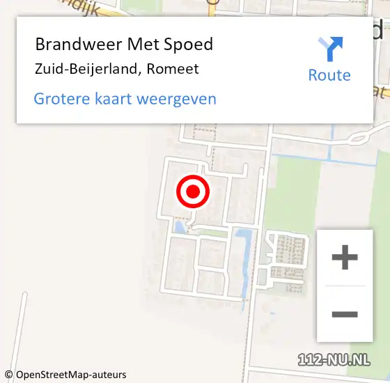 Locatie op kaart van de 112 melding: Brandweer Met Spoed Naar Zuid-Beijerland, Romeet op 7 december 2018 16:25