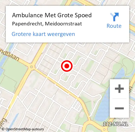 Locatie op kaart van de 112 melding: Ambulance Met Grote Spoed Naar Papendrecht, Meidoornstraat op 7 december 2018 17:20