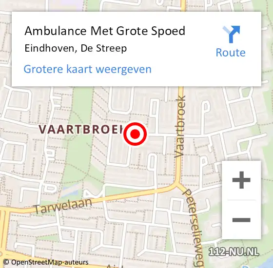 Locatie op kaart van de 112 melding: Ambulance Met Grote Spoed Naar Eindhoven, De Streep op 7 december 2018 17:29