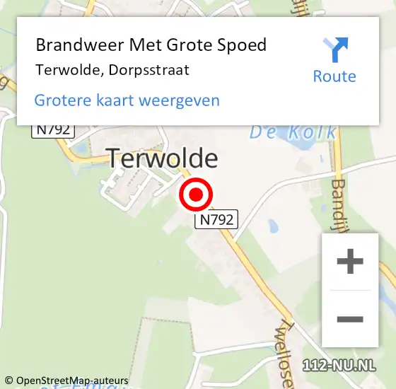 Locatie op kaart van de 112 melding: Brandweer Met Grote Spoed Naar Terwolde, Dorpsstraat op 7 december 2018 17:46