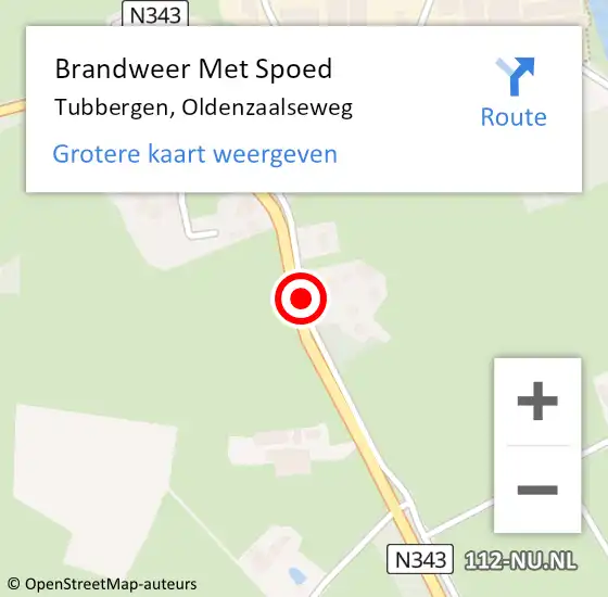 Locatie op kaart van de 112 melding: Brandweer Met Spoed Naar Tubbergen, Oldenzaalseweg op 7 december 2018 18:17