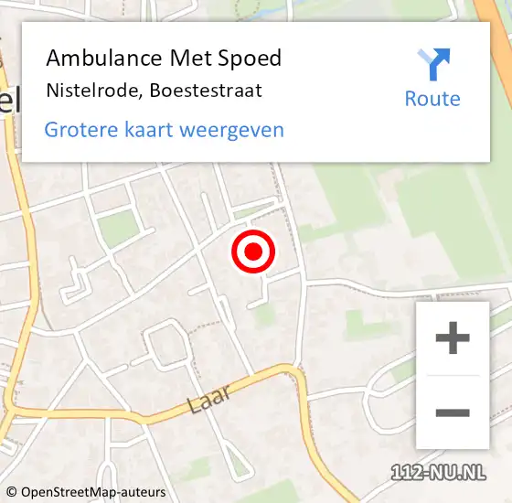 Locatie op kaart van de 112 melding: Ambulance Met Spoed Naar Nistelrode, Boestestraat op 7 december 2018 18:48