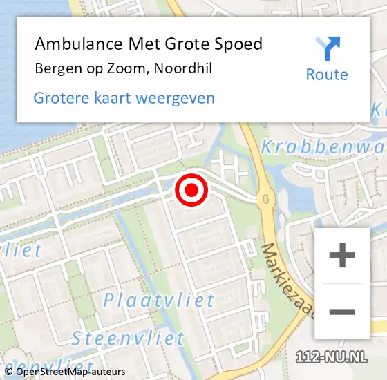 Locatie op kaart van de 112 melding: Ambulance Met Grote Spoed Naar Bergen op Zoom, Noordhil op 7 december 2018 19:13