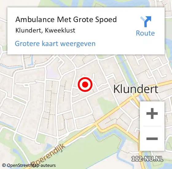 Locatie op kaart van de 112 melding: Ambulance Met Grote Spoed Naar Klundert, Kweeklust op 7 december 2018 19:28