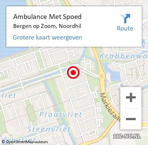 Locatie op kaart van de 112 melding: Ambulance Met Spoed Naar Bergen op Zoom, Noordhil op 7 december 2018 19:39