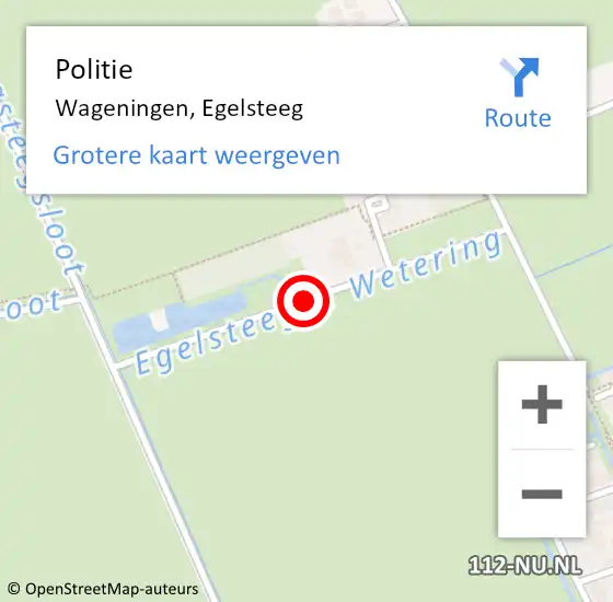 Locatie op kaart van de 112 melding: Politie Wageningen, Egelsteeg op 7 december 2018 19:41